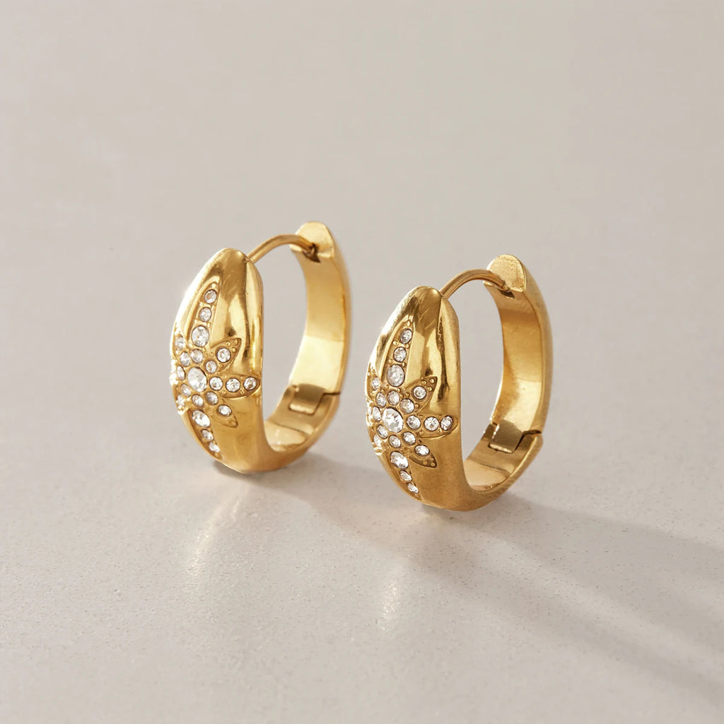 Rhinestone Star Hoop Earring