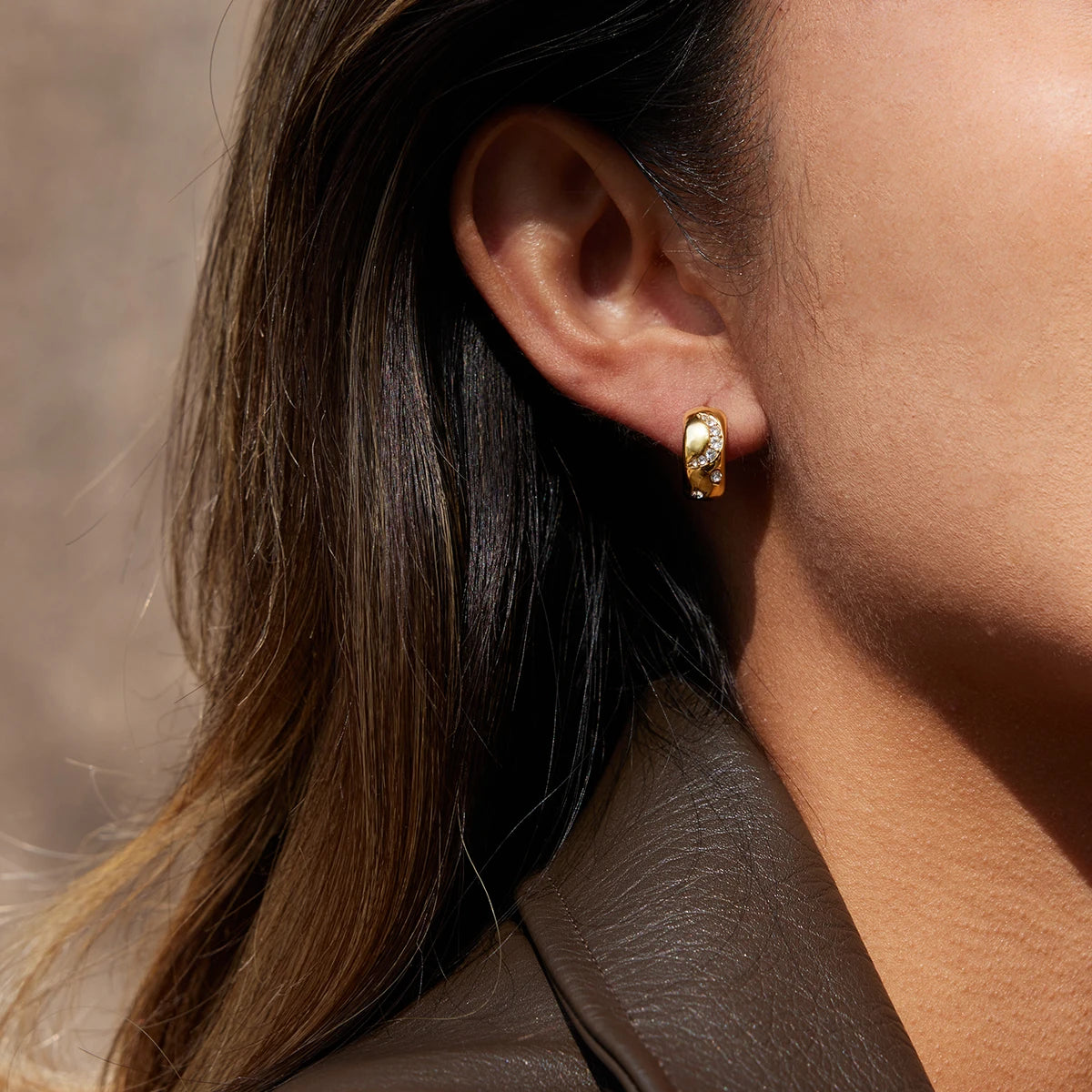 Classic Crystal Moon Star Clip Earrings
