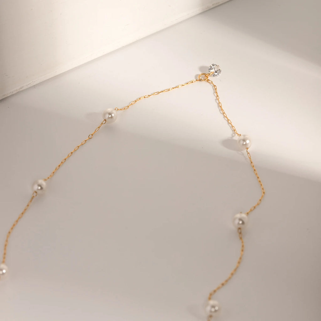 Exquisite Stainless Steel Pearl Zircon Necklace