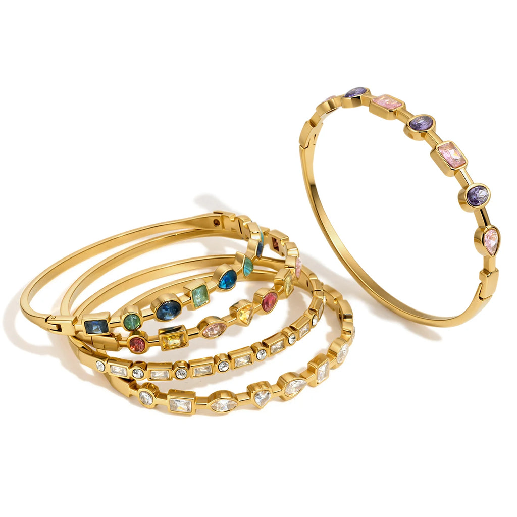 Multicolor Geometric Zircon Bangle