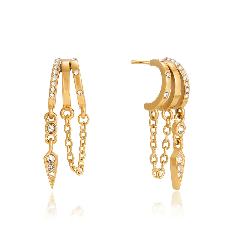 Crystal C Shape Stud Earrings