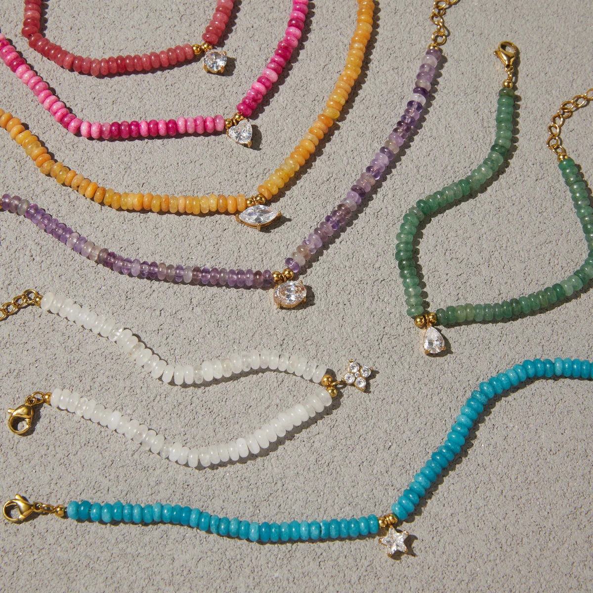 Chic Colored Natural Stone Zircon Pendant Bracelet