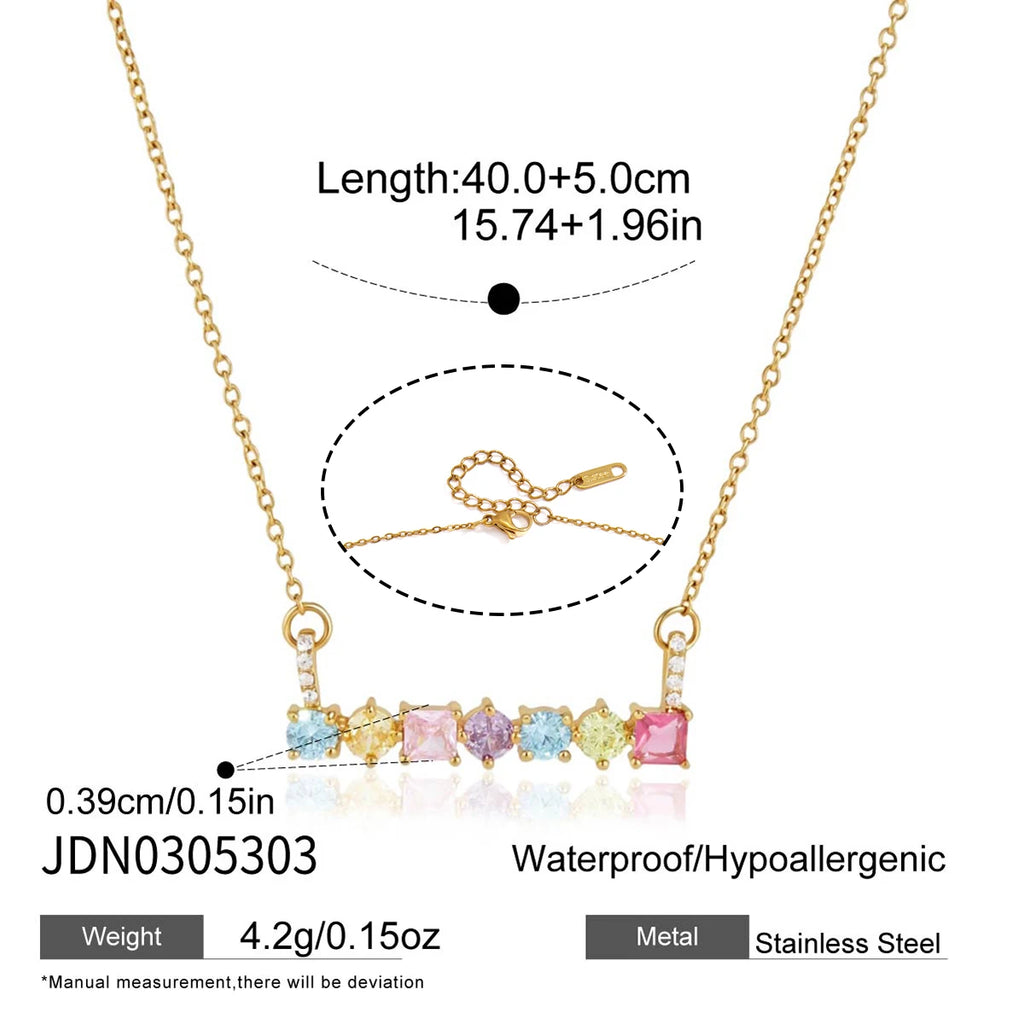 Colored Geometric Zircon Pendant Necklace