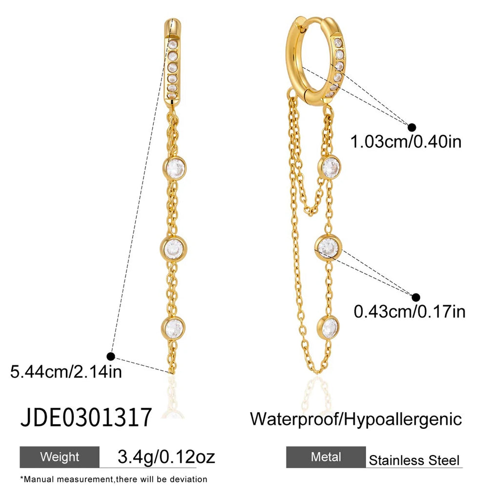 Exquisite Tassel Round Zircon Drop Dangle Earring