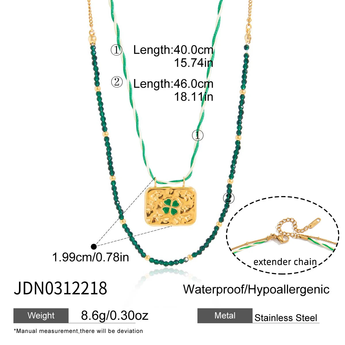 Elegant Green Beads Rope Chain Multilayer Necklace