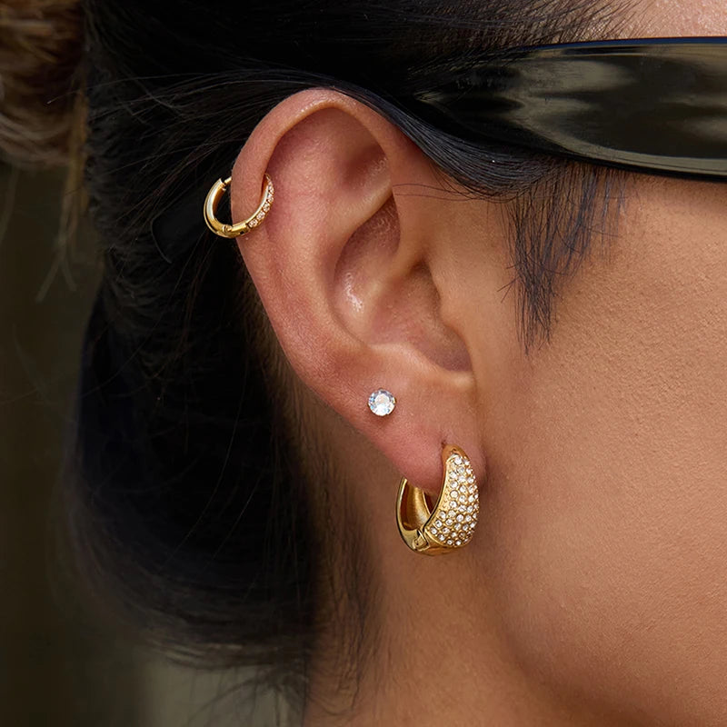 Delicate Iced Out Crystal Clip Earrings