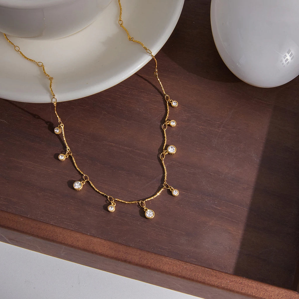 Delicate Round Crystal Pendant Necklace
