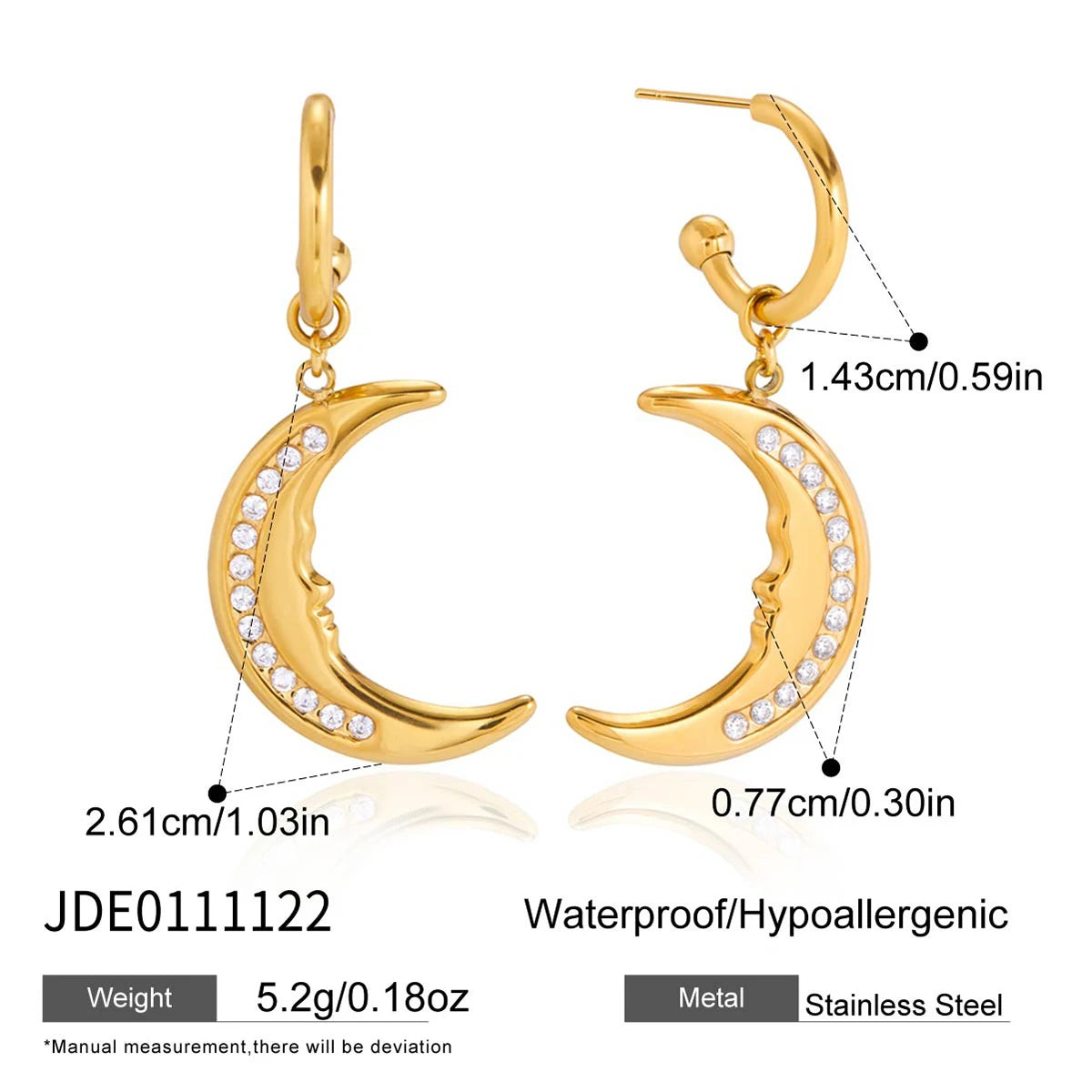 Classic Crystal Moon Drop Earrings
