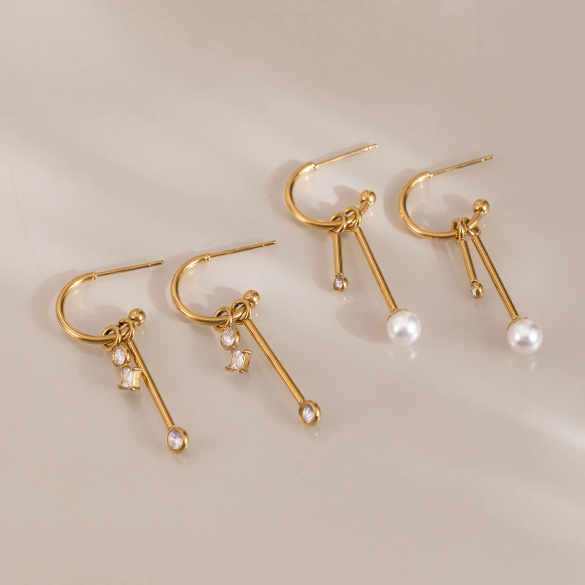 Elegant Pearl Zircon Drop Earring