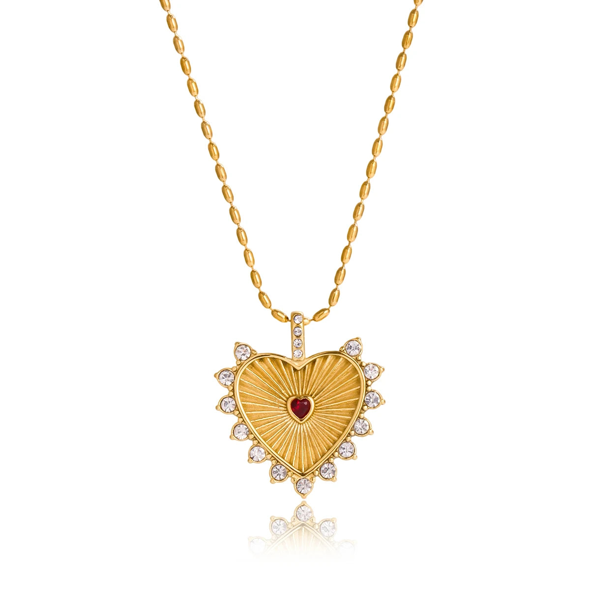 White Zirconia Threaded Heart Pendant Necklace