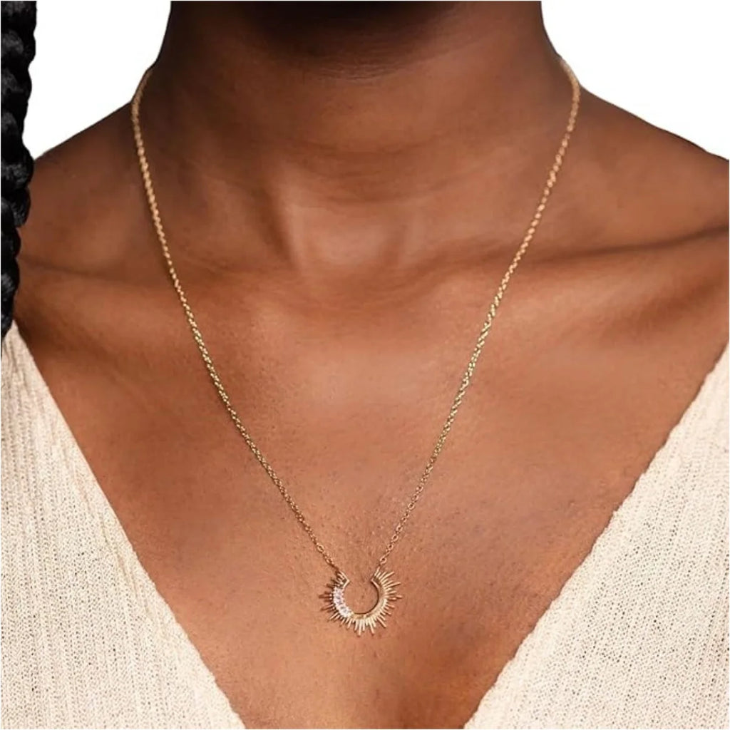 Geometric Sparkling Zirconia Necklace