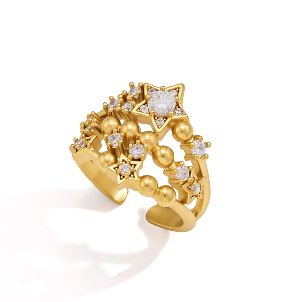 Star  Zircon Open Rings