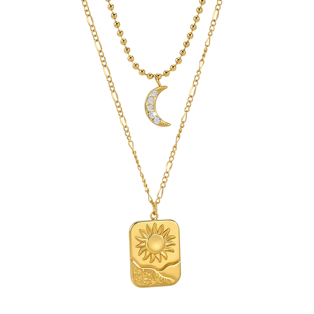 Classic Moon Sun Pendant Necklace