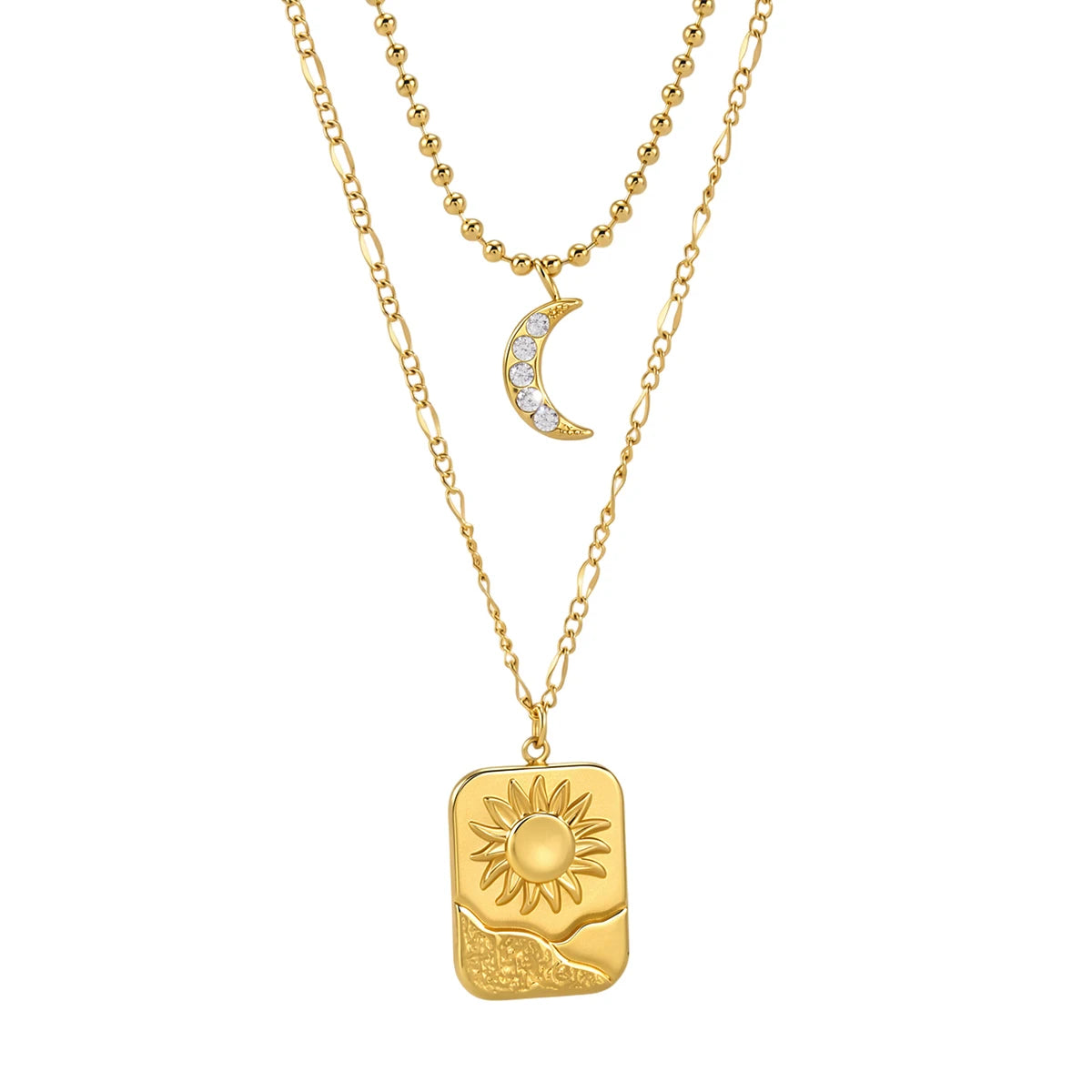 Classic Moon Sun Pendant Necklace