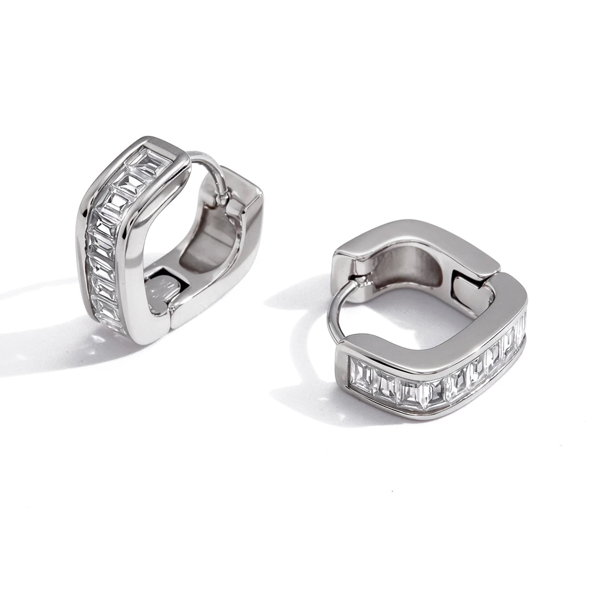 Geometric Iced Out Crystal Clip Earrings
