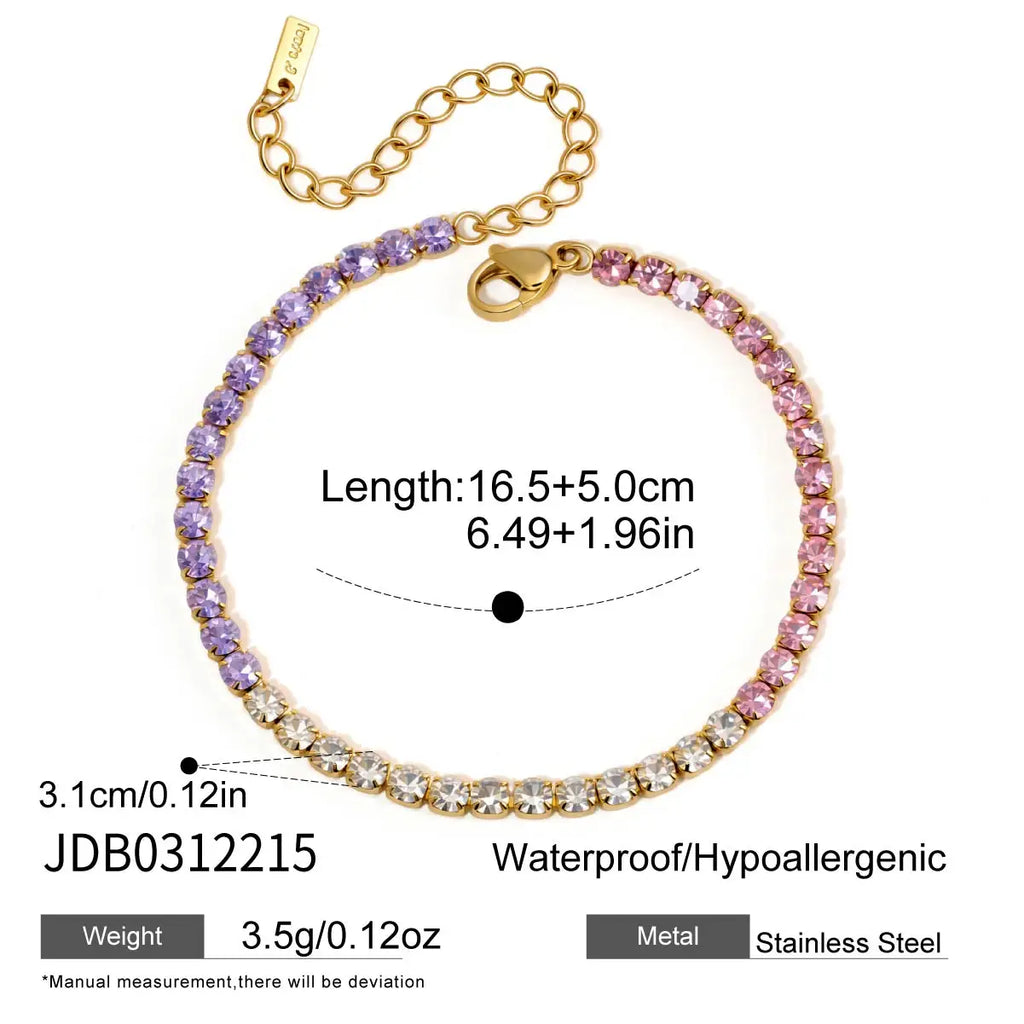 Multicolor Zircon Tennis Bracelet