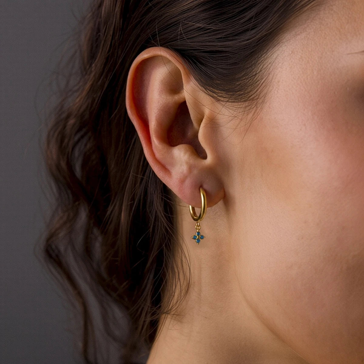 Color Zircon Flower Pendant Drop Earring