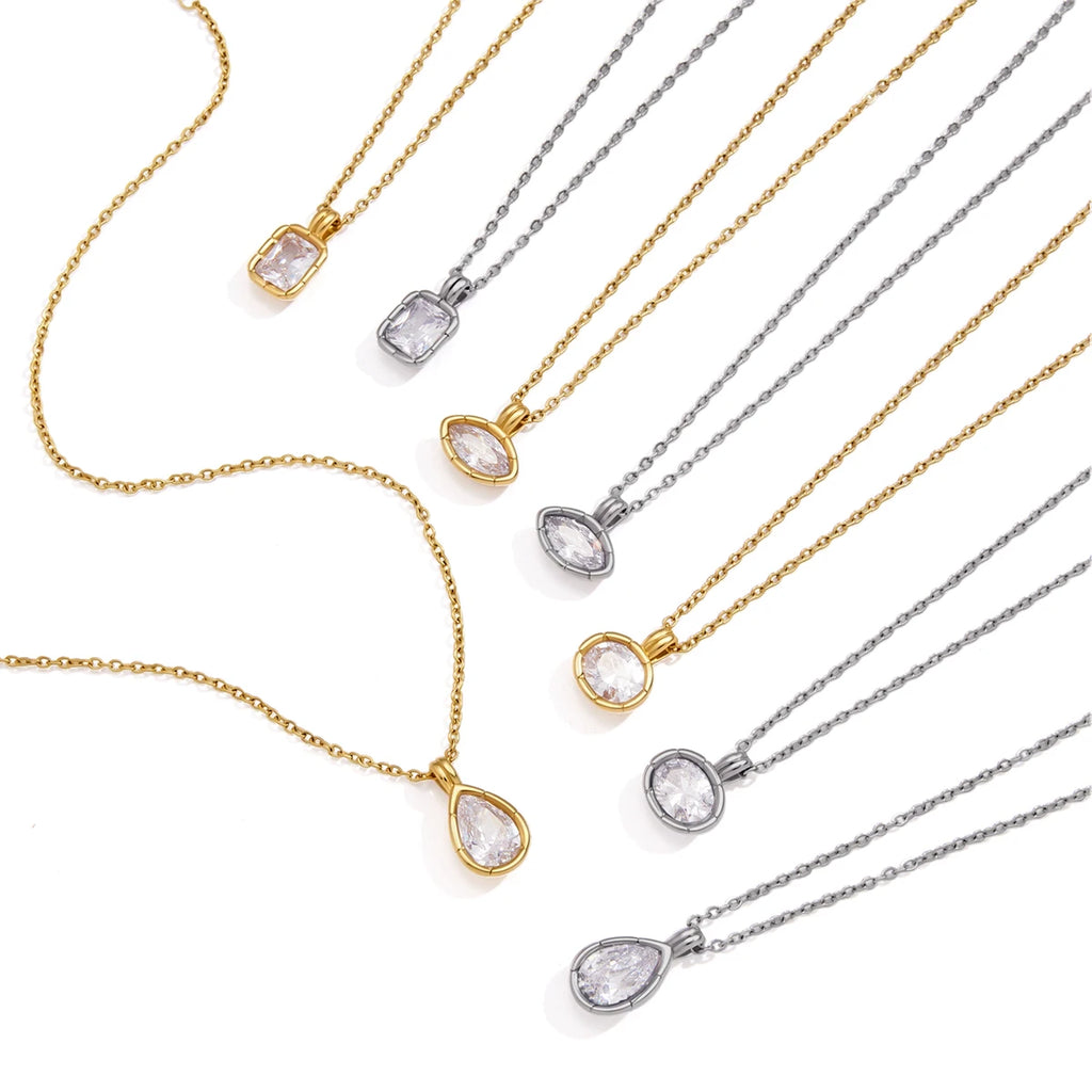 Minimalist Geometric Zircon Pendant Necklace