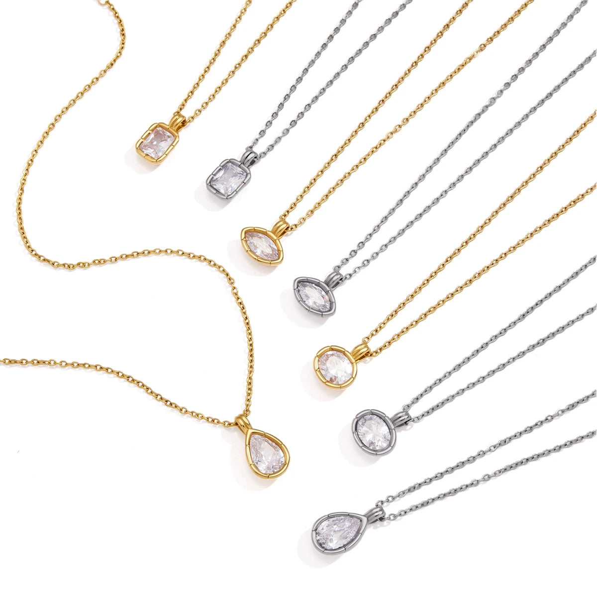 Minimalist Geometric Zircon Pendant Necklace