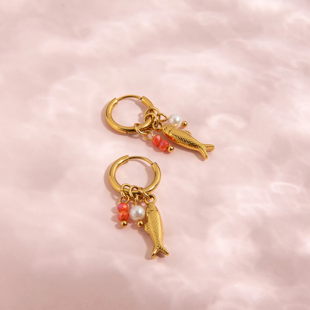 Pearl Fish Dangle Earrings