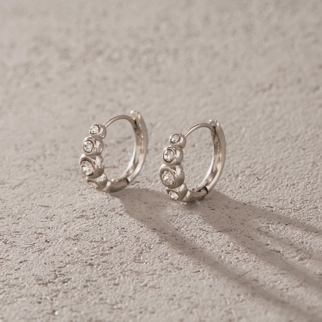 Round Zircon Hoop Earrings