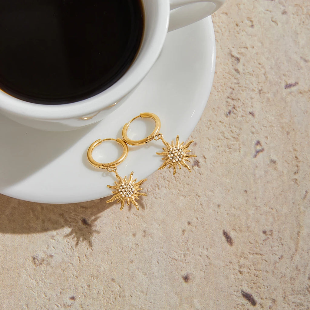 White zirconia sun earrings