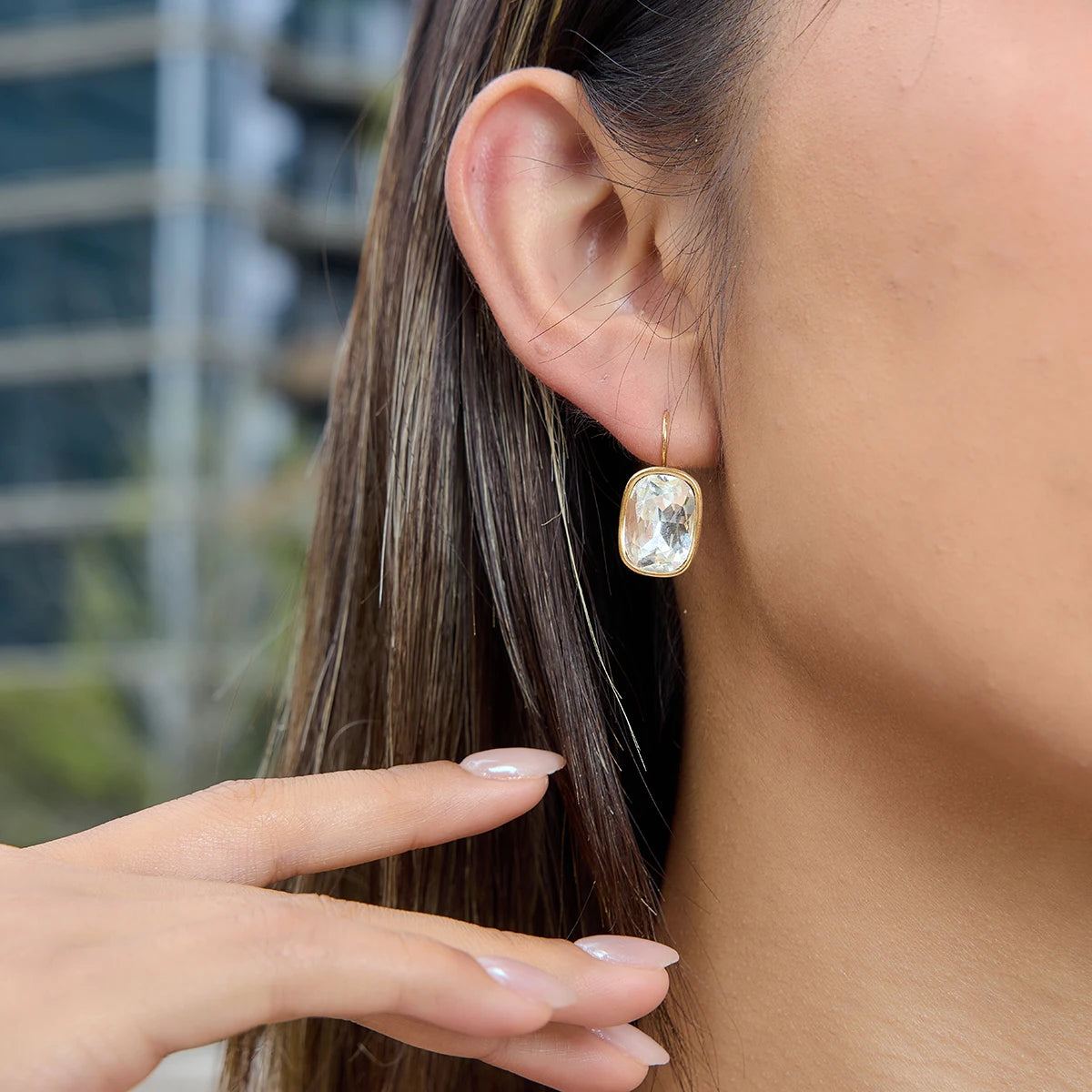 Big Square Zircon Earring