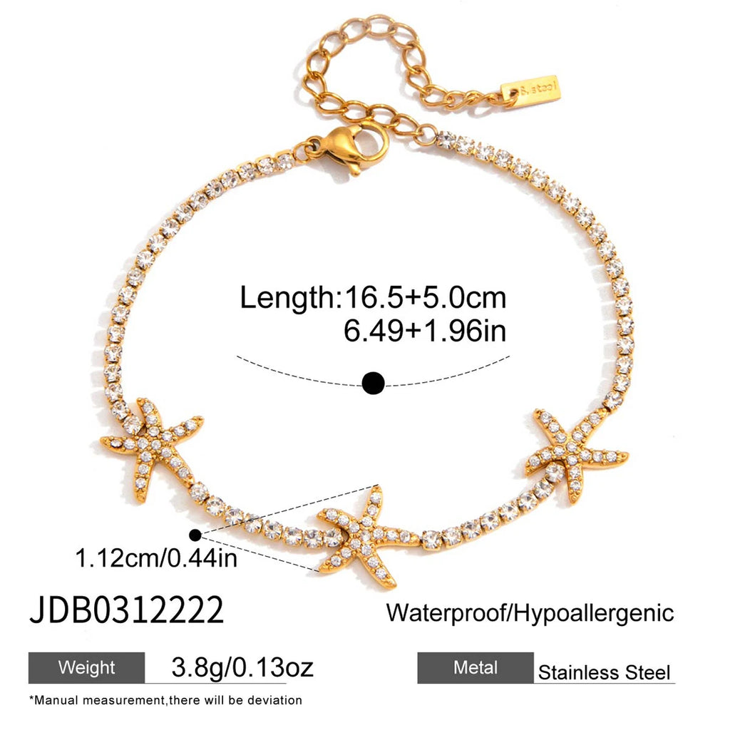 Zircon Starfish Tennis Chain Bracelet