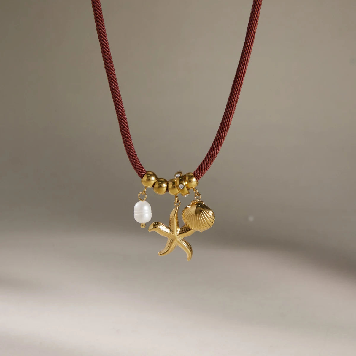 Starfish Shell Pearl Pendant Necklace