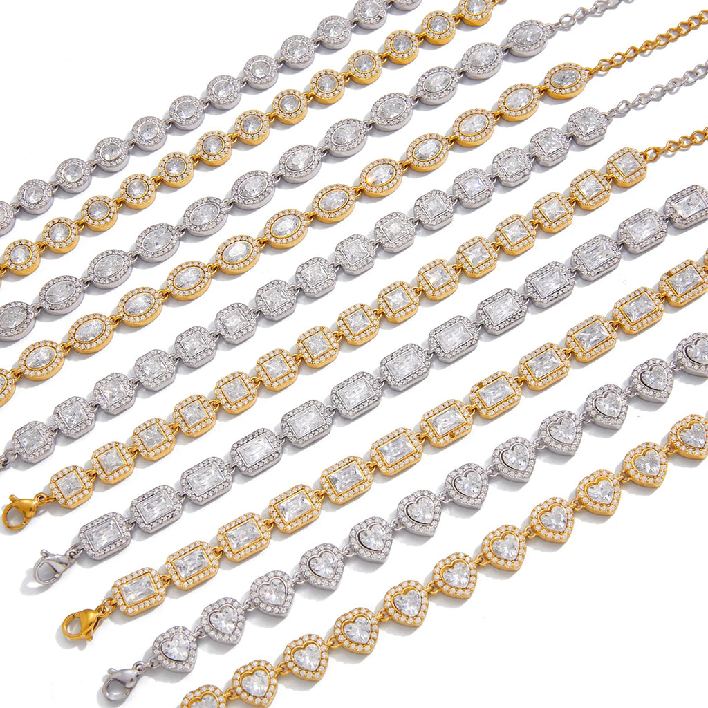 Luxury Zircon Round Heart Tennis Bracelet