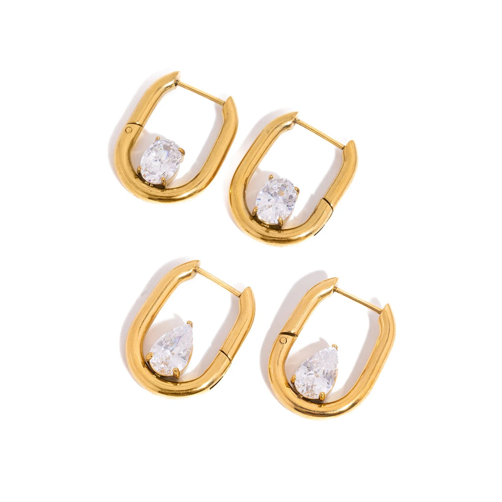 Classic Oval Water Drop Zircon Earrings