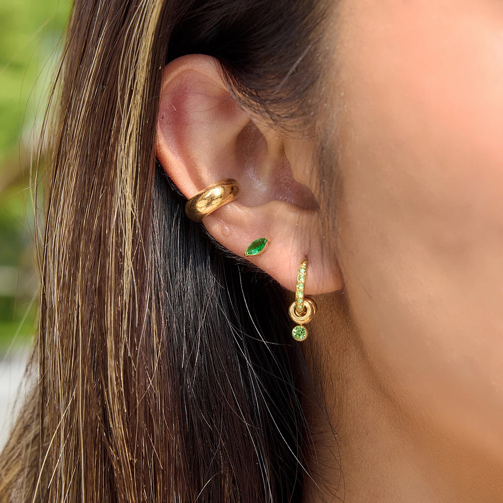 Delicate White Green Crystal Clip Earrings