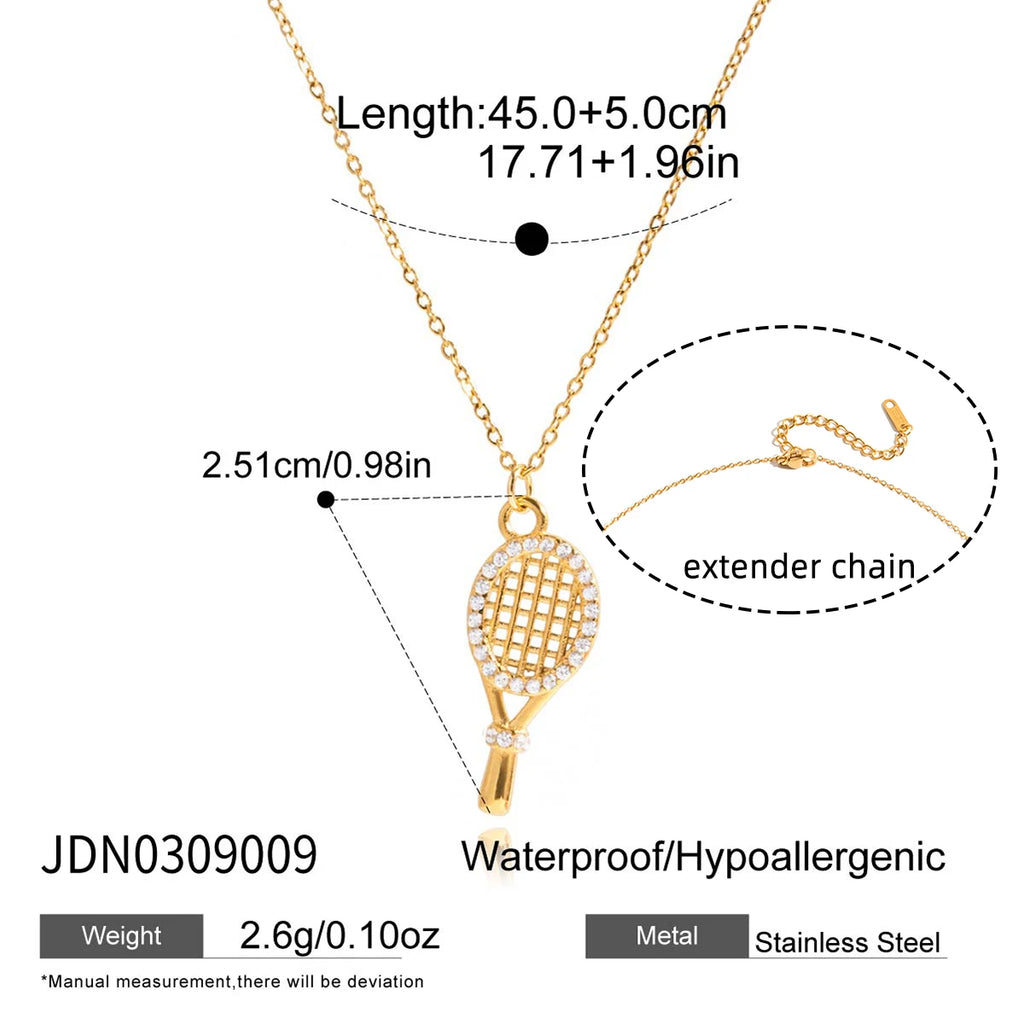 Zircon Tennis Racket Pendant Necklace