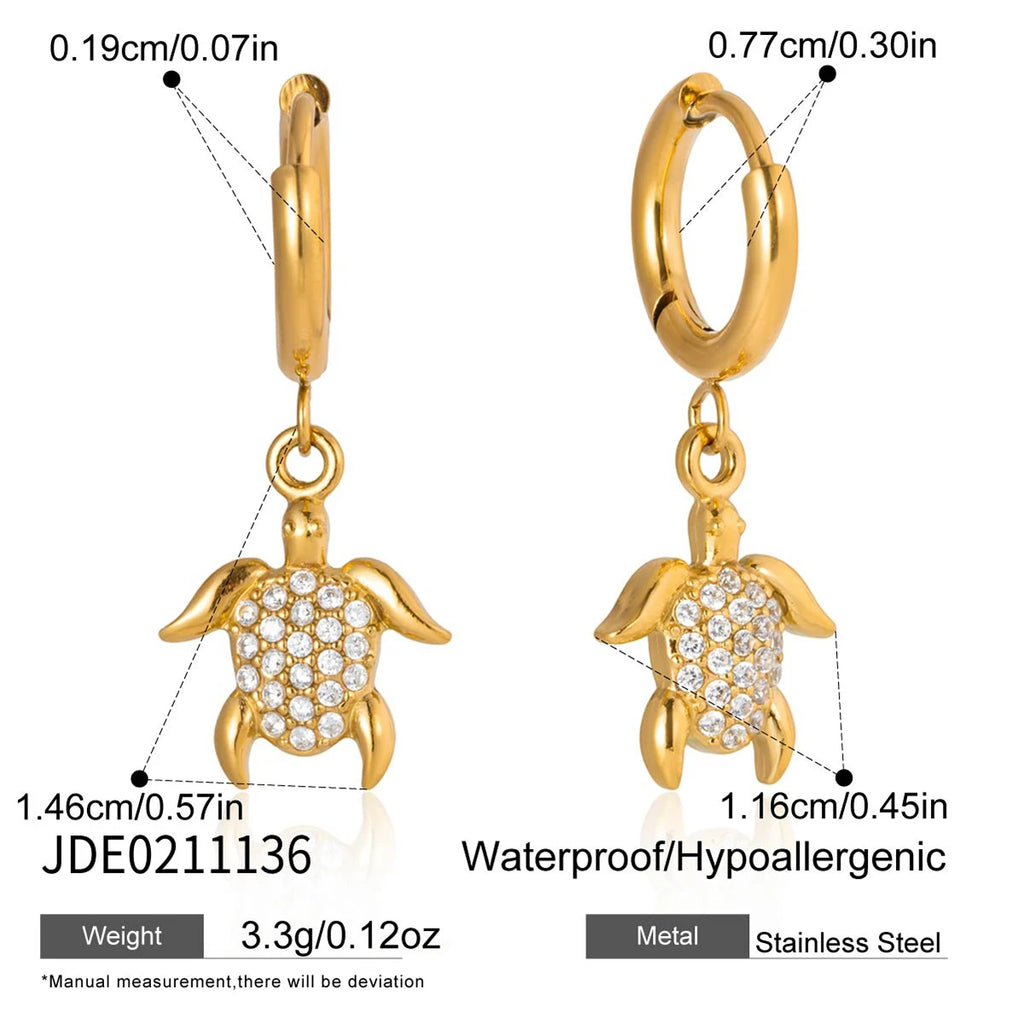 Delicate Crystal Starfish Shell Fish Drop Earrings
