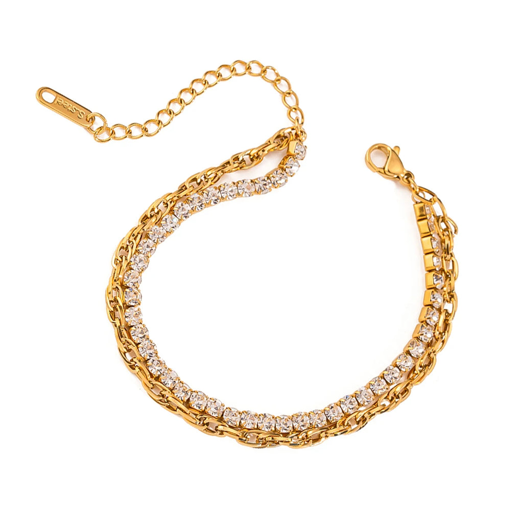 Stainless Steel Cubic Zirconia Chain Bracelet