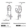 White Zirconia Cross Quadrangle Pendant Dangle Earring