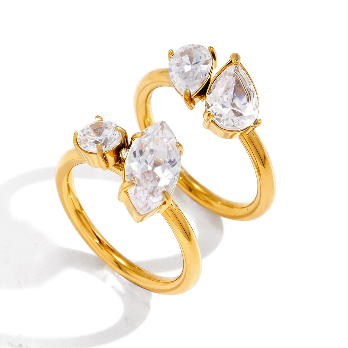 Classic Geometric Zircon Rings