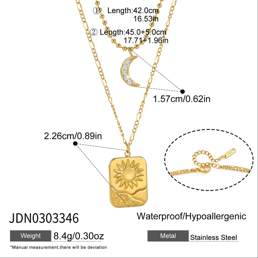 Classic Moon Sun Pendant Necklace