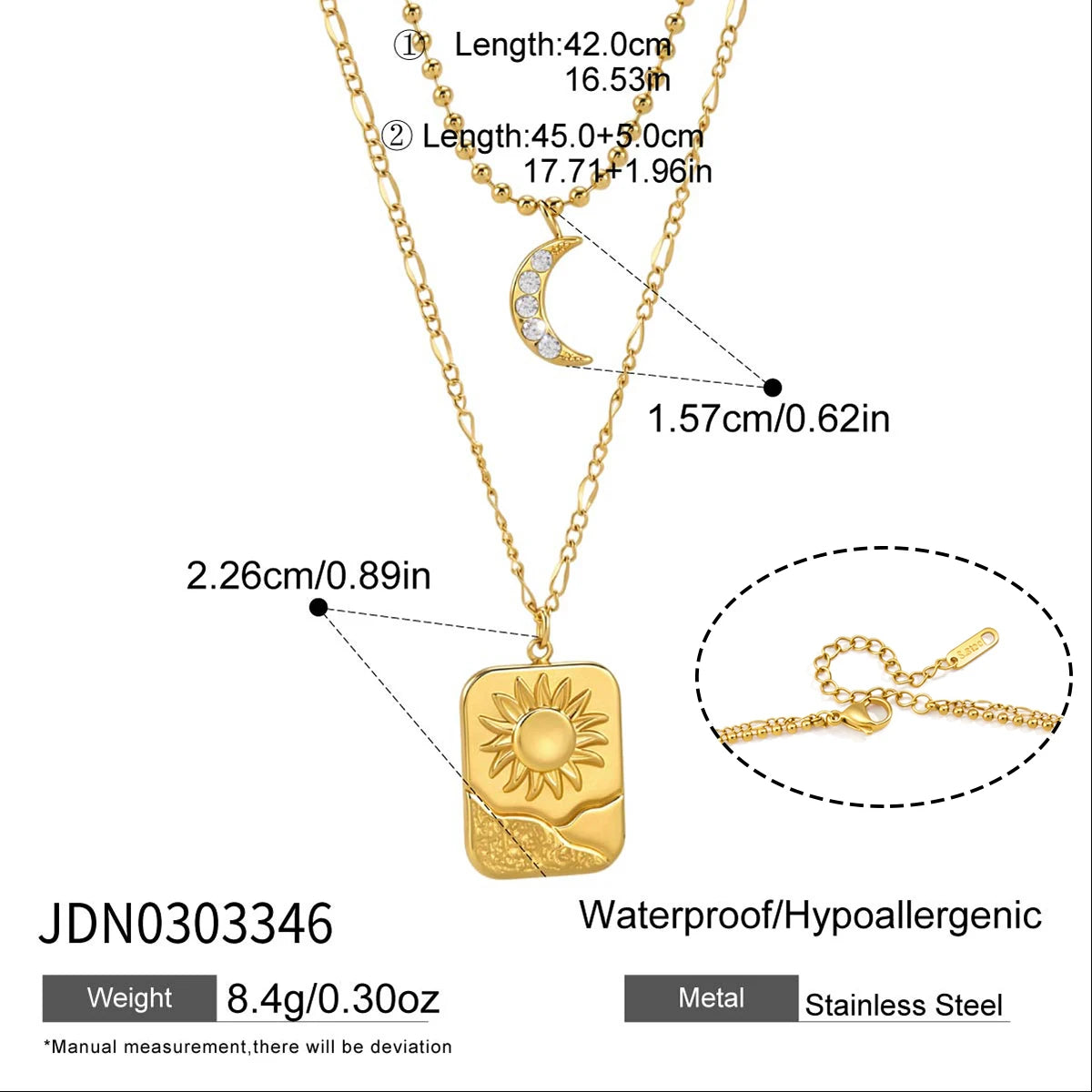 Classic Moon Sun Pendant Necklace