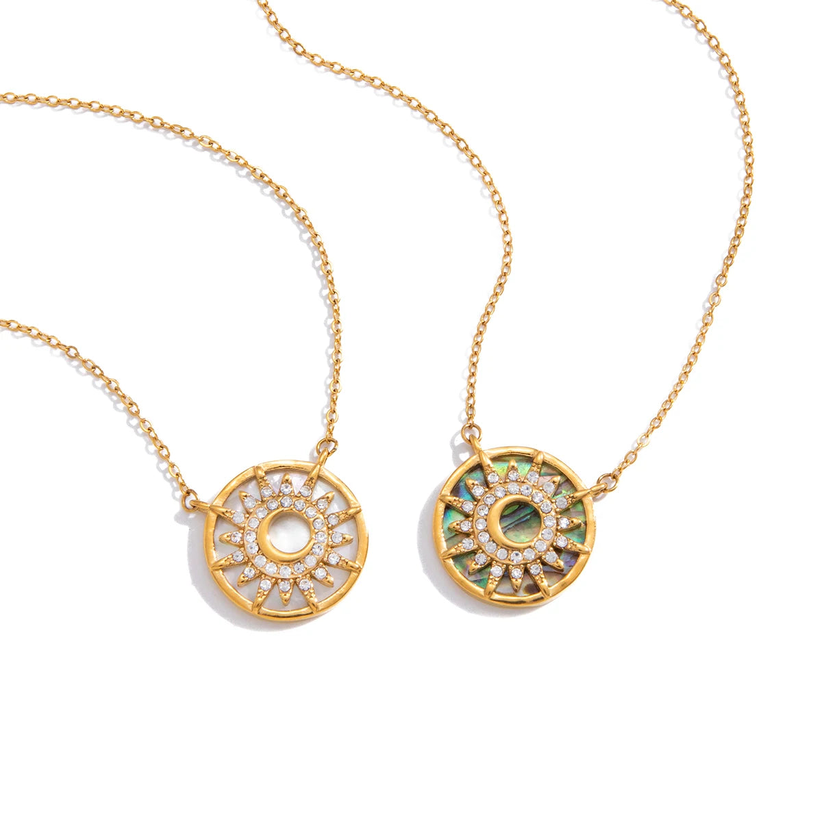 Elegant Shell Pendant Crystal Sun Necklace