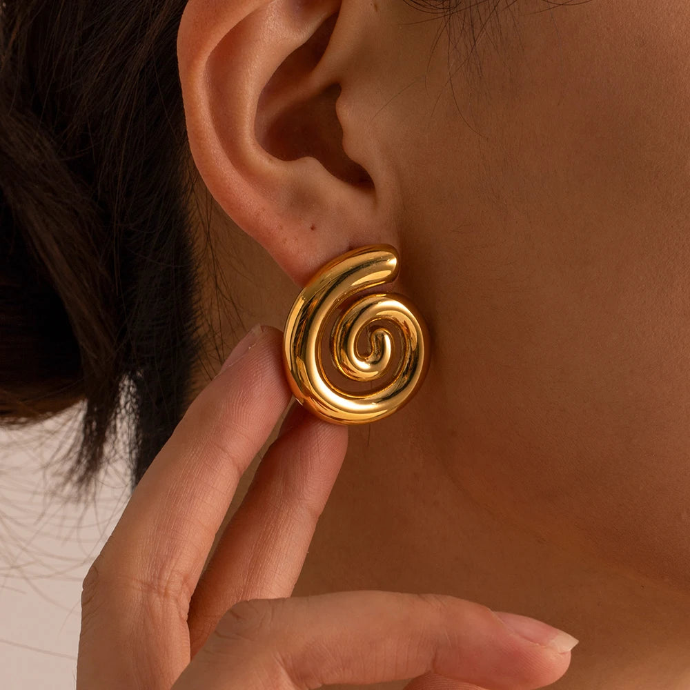 Glossy Spiral Hollow Hoop Earrings