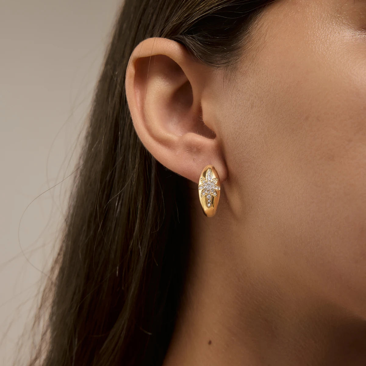 Rhinestone Star Hoop Earring