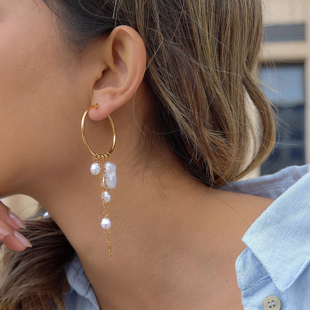 Elegant Baroque Pearl Long Tassel Earrings