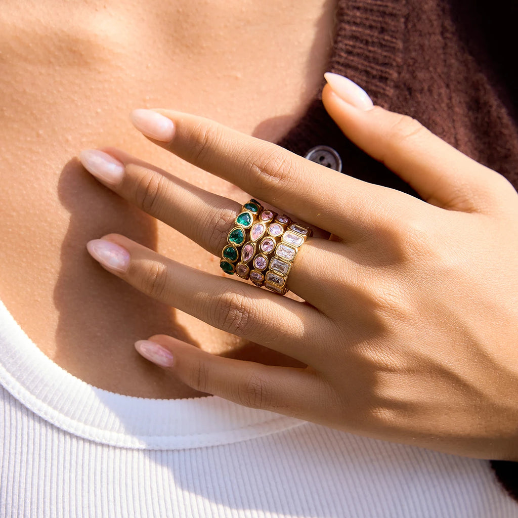 Delicate Round Water Drop Heart Zircon Rings