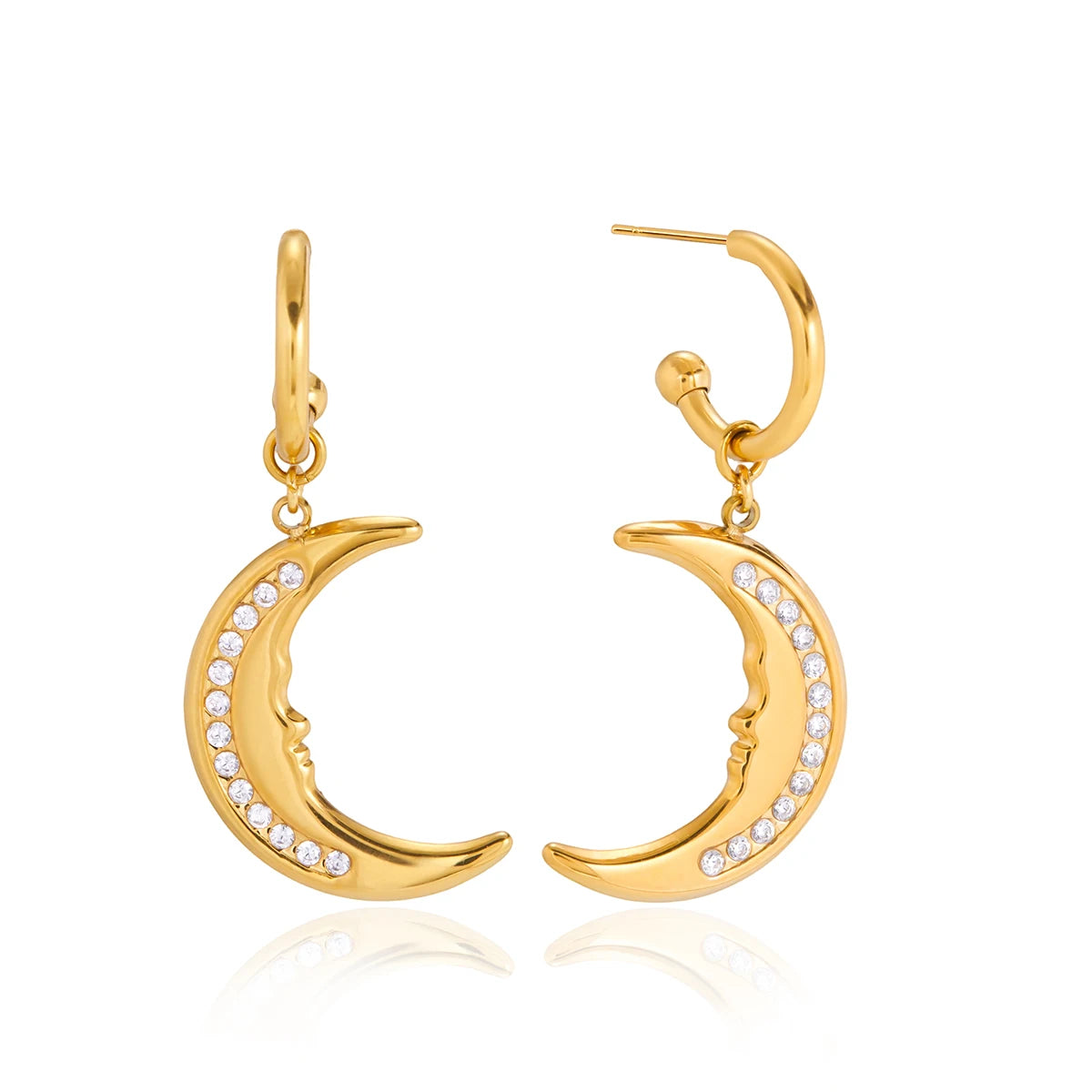 Classic Crystal Moon Drop Earrings