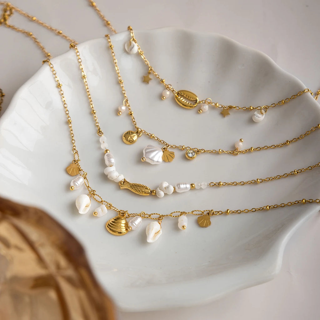 Shell Conch Imitation Pearl Necklace