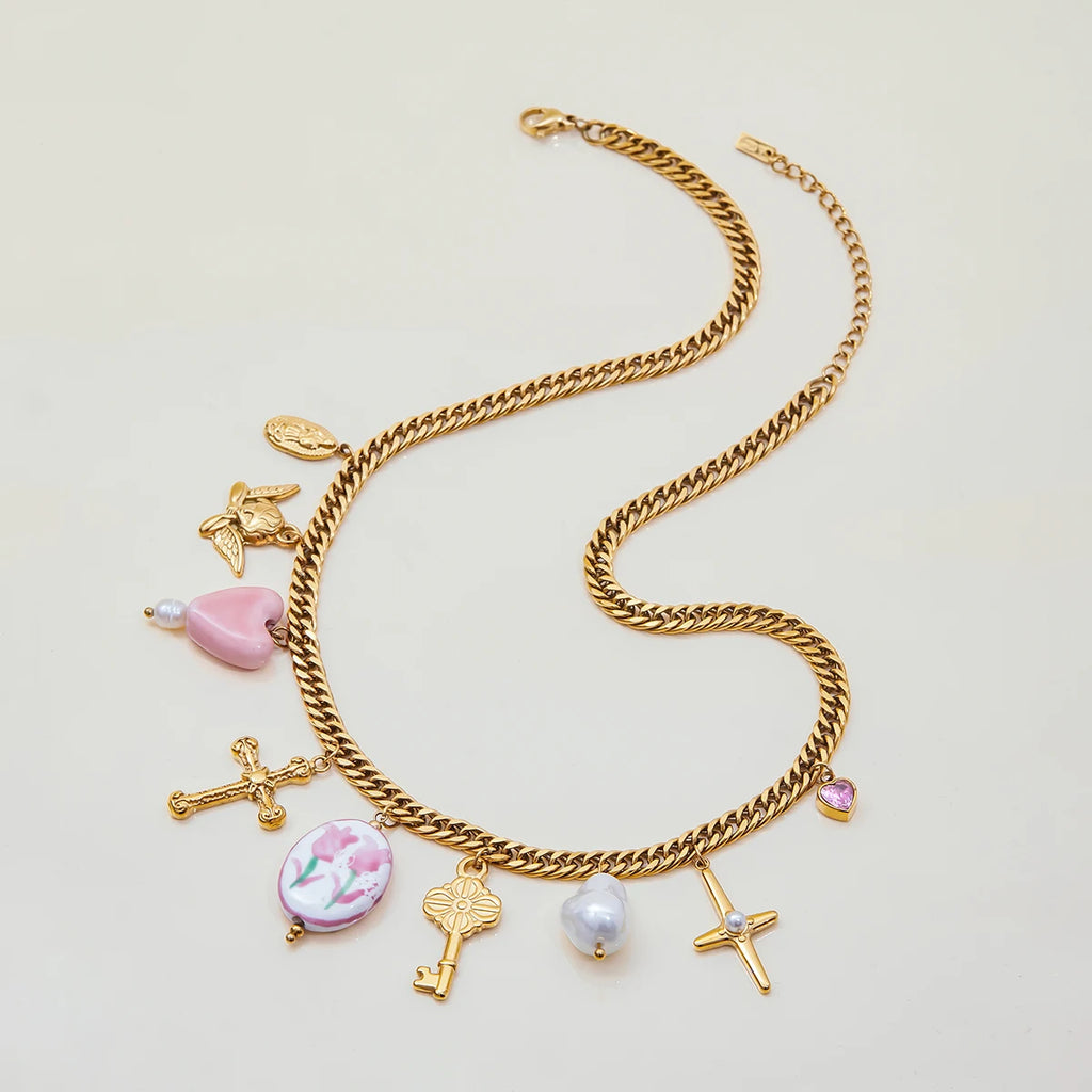Cross Multi-Element Pendant Necklace