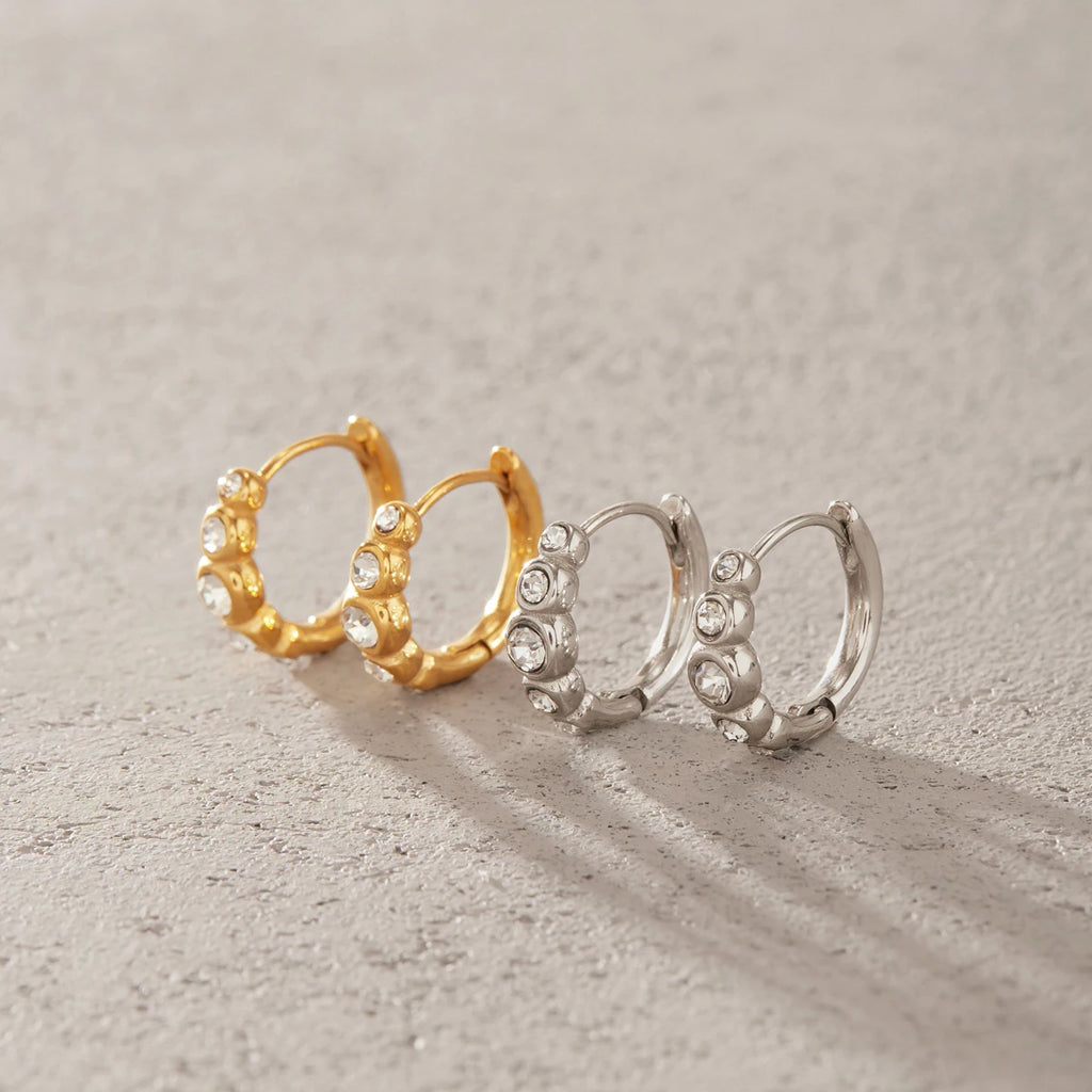 Round Zircon Hoop Earrings