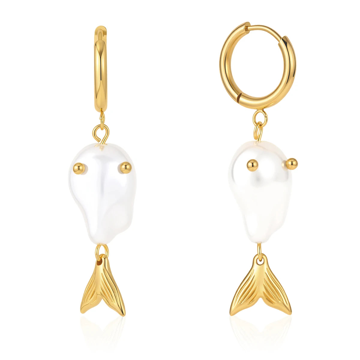 Pearl Fish Drop Earrings