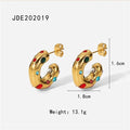 Stainless steel Earrings irregular C shape ear studs 18K Gold Plated Colored Zircon Jewelry For Women Simple Fashion Jewelry Gif